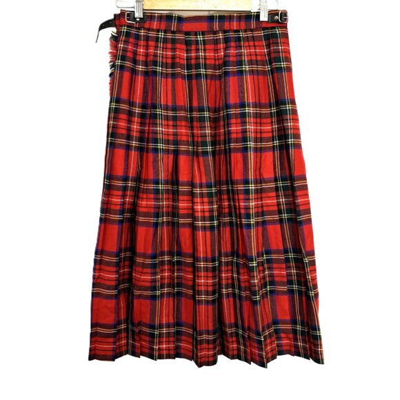 Highland Home Industries Made in Scotland Red Plaid Kilt Size 14 Vtg - Picture 6 of 12